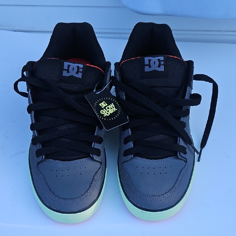 DC Black and Gray Shoes with Bright Green Soles